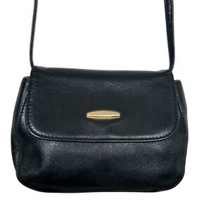 Vintage Liz Claiborne Leather Co Handbag Black Crossbody Shoulder Purse 6.5x5x2"